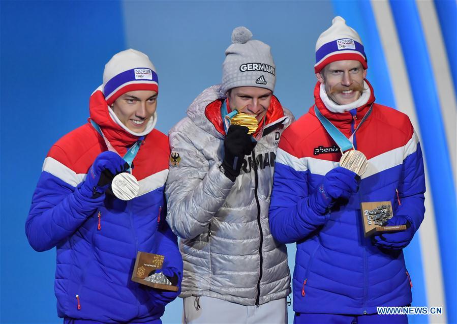 (SP)OLY-SOUTH KOREA-PYEONGCHANG-SKI JUMPING-MEN'S NORMAL HILL INDIVIDUAL-MEDAL CEREMONY