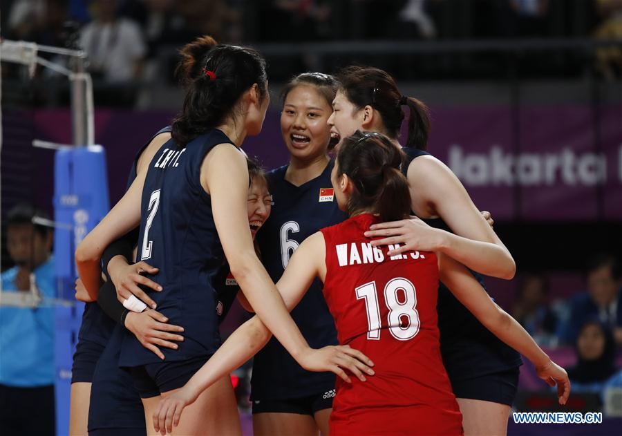 (SP)INDONESIA-JAKARTA-ASIAN GAMES-WOMEN'S VOLLEYBALL FINAL-CHINA VS THAILAND