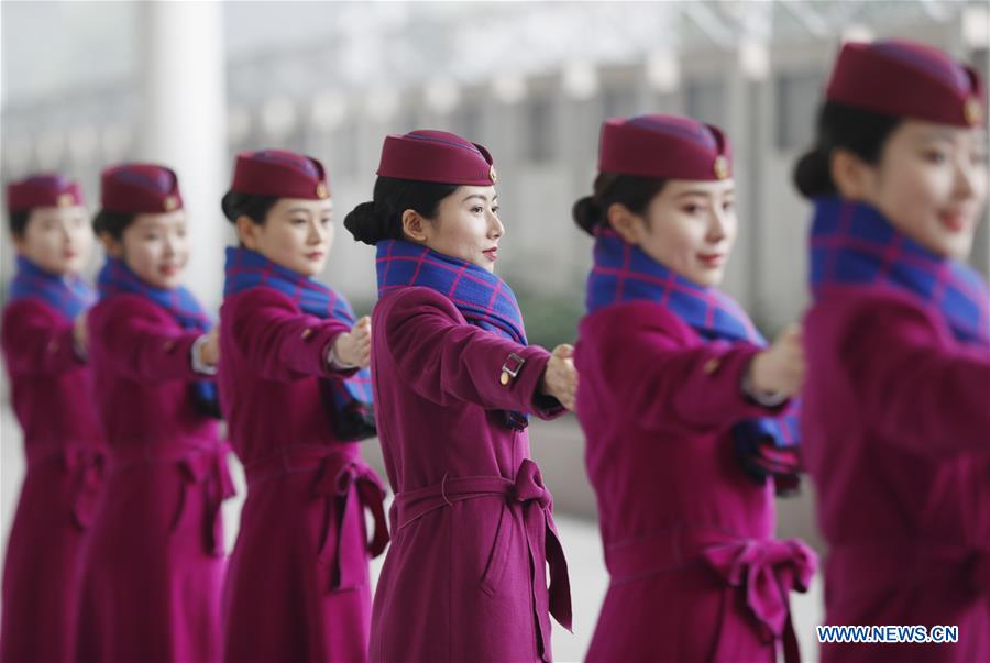 CHINA-CHONGQING-SPRING FESTIVAL TRAVEL RUSH-TRAINING-STEWARDESS (CN)