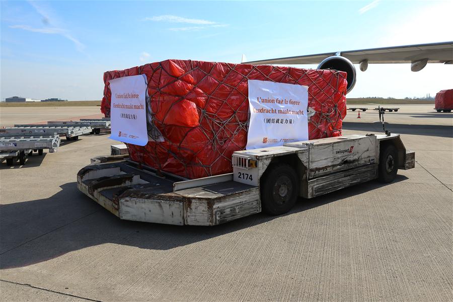 BELGIUM-LIEGE-COVID-19-CHINA-DONATED MASKS-ARRIVAL