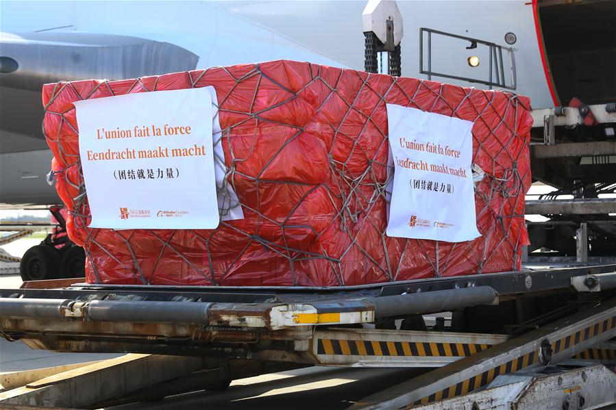 BELGIUM-LIEGE-COVID-19-CHINA-DONATED MASKS-ARRIVAL