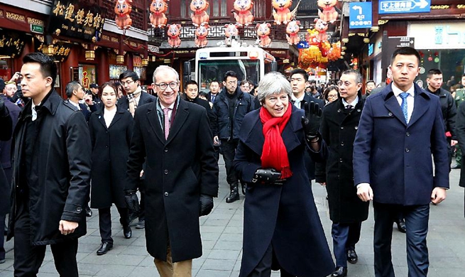 British PM Theresa May visits Yuyuan Garden in Shanghai